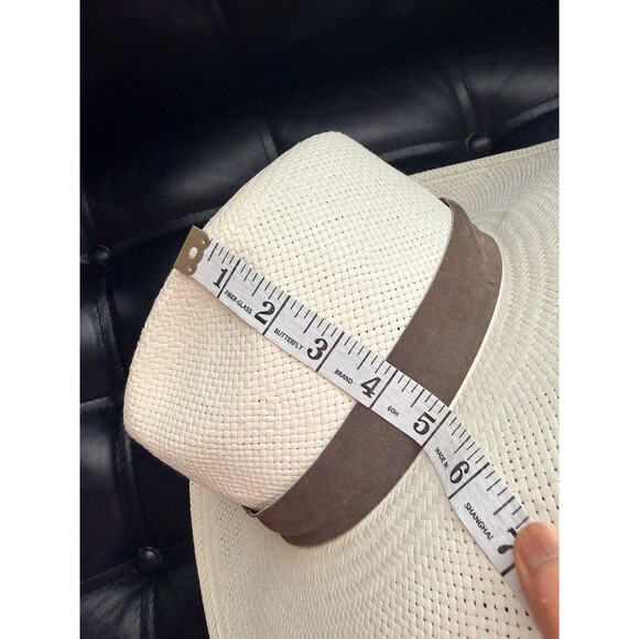 Janessa Leone Marcell Hat M Bleach White Straw Fedora Brown Suede Band USA Chic main image 14